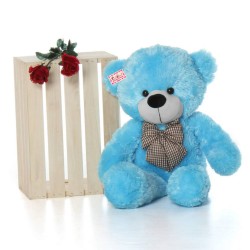 2.5 Feet Huge Blue Teddy Bear with a Bow